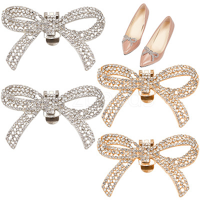 4Pcs 2 Colors Alloy Crystal Rhinestone Wedding Shoe Decorations FIND-CP0001-41A-1
