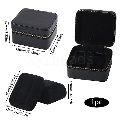 Imitation Leather Double Watch Storage Zipper Boxes CON-WH0089-227A-1