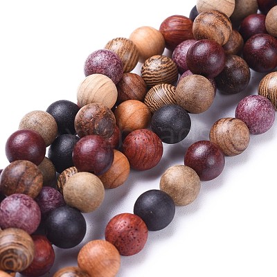Natural Wood Beads Strands WOOD-F008-07-C-1