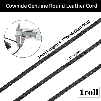 5M Round Braided Cowhide Letter Cord WL-GF0001-34A-03-1