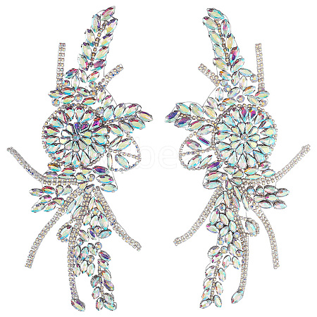Flower Resin Rhinestone Decorative Corsages for Clothing Accessories PATC-WH0021-064E-1