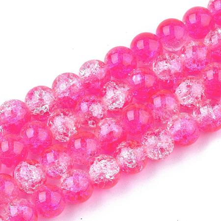 Spray Painted Crackle Glass Beads Strands CCG-Q002-10mm-09-1