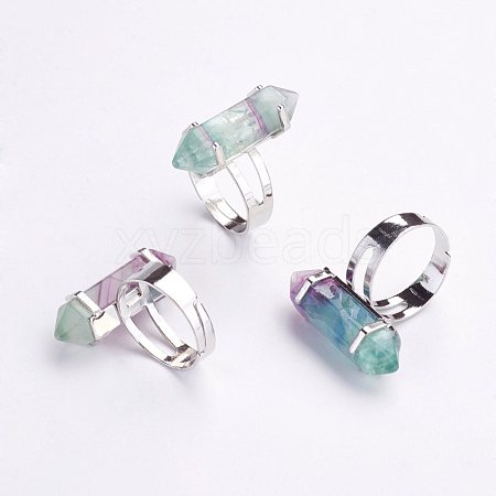 Natural Fluorite Finger Rings X-RJEW-P120-A04-1