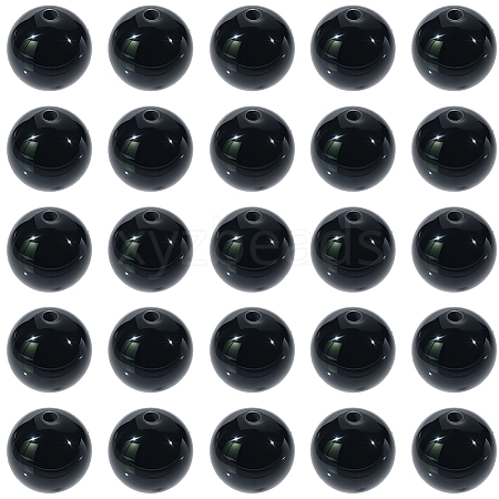 2 Strands Round Natural Black Onyx(Dyed & Heated) Beads Strands G-SP0001-24-1