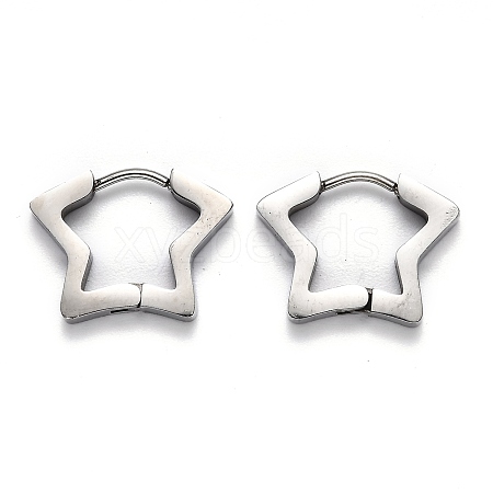 304 Stainless Steel Star Huggie Hoop Earrings STAS-J033-07P-1