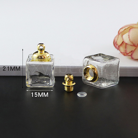 Transparent Glass Openable Perfume Bottle Pendants BOTT-PW0001-135-1