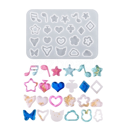 DIY Star/Heart/Flower/Music Note Shaker Filler Silicone Quicksand Molds DIY-G079-03B-1