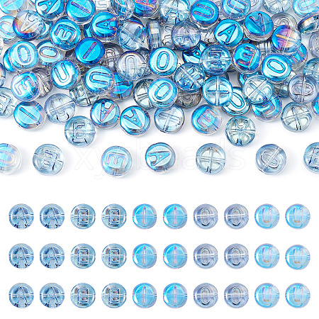 100Pcs 5 Styles Transparent Electroplated UV Plating Glass Beads GLAA-TA0003-19A-1