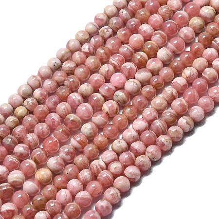 Round Natural Rhodochrosite Bead Strands G-F289-21-4mm-1