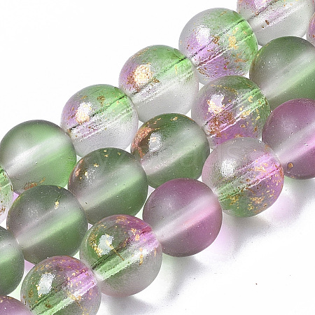 Frosted Spray Painted Glass Beads Strands LS-GLAA-N035-03C-C01-1