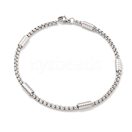 Tarnish Resistant 304 Stainless Steel Box Chain Bracelets for Women BJEW-R318-03A-P-1