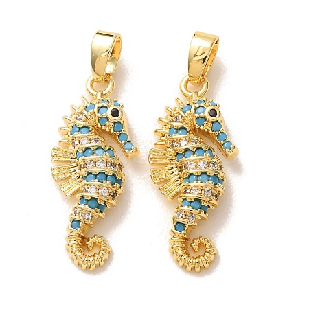 Brass Micro Pave Deep Sky Blue Cubic Zirconia Pendants X-CU-CBA9AB3-39G-1
