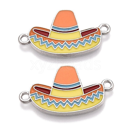 Rack Plating Alloy Enamel Colorful Sombrero Connector Charms ENAM-N056-351P-1