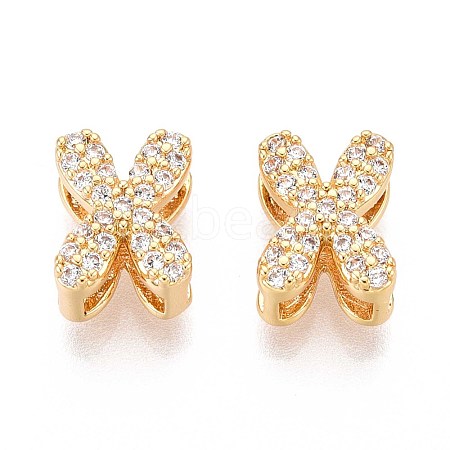 Brass Micro Pave Clear Cubic Zirconia Beads KK-T071-17G-X-1