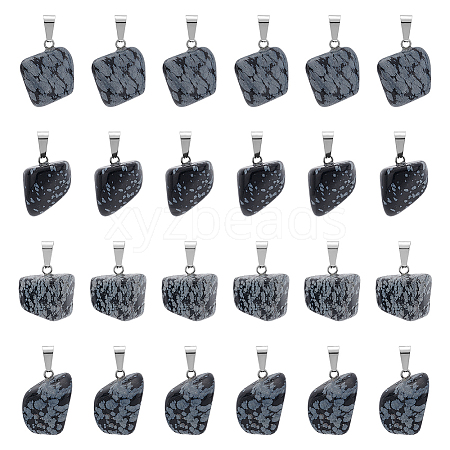 Unicraftale 24Pcs Natural Snowflake Obsidian Pendants G-UN0001-16B-1