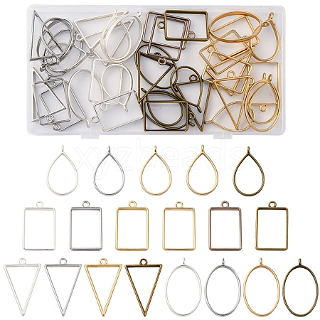 38Pcs 19 Styles Alloy Open Back Bezel Pendants FIND-FS0003-61-1