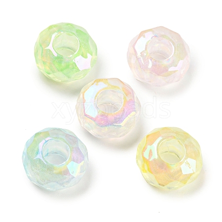 UV Plating Rainbow Iridescent Acrylic European Beads MACR-P040-01-1