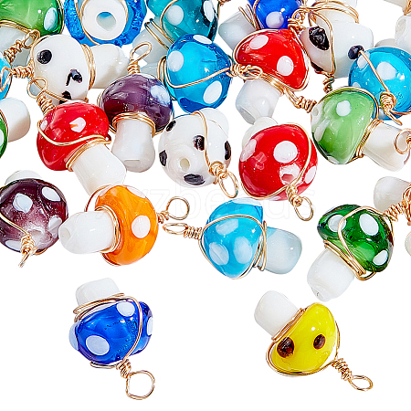  Elit 30Pcs Handmade Lampwork Charms FIND-PH0007-96-1