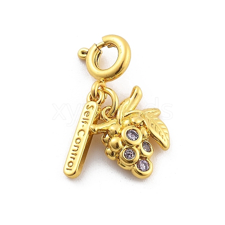 Brass Rhinestone Fruits Pendant Decoration HJEW-P020-01F-G-1