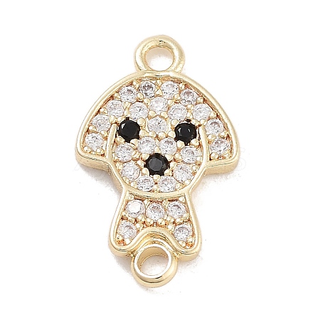 Brass Pave Clear & Black Cubic Zirconia Pet Puppy Connector Charms KK-Z061-01G-02-1