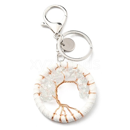 Natural Quartz Crystal Keychains TREE-PW0001-04A-1