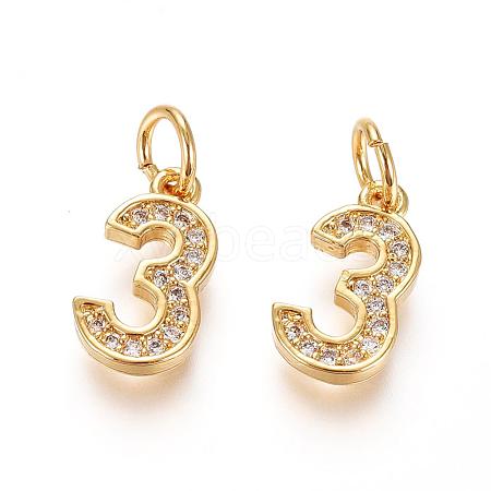 Brass Micro Pave Clear Cubic Zirconia Charms ZIRC-L092-03-G-1