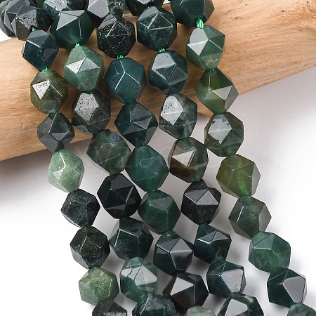Natural Moss Agate Beads Strands G-F523-37-8mm-1
