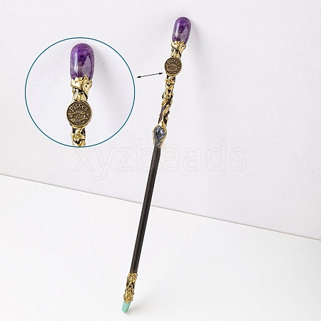 Natural Amethyst Twelve Constellation Magic Wand PW-WG31255-02-1