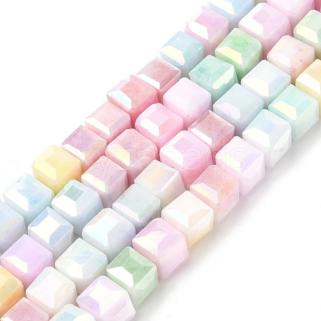 Electroplate Opaque Glass Beads Strands EGLA-U004-02C-1
