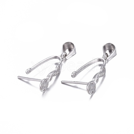 Anti-Tarnish Rhodium Plated 925 Sterling Silver Pendant Bails X-STER-L058-004P-1