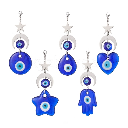 Handmade Evil Eye Lampwork Pendants Decorations HJEW-JM01008-1