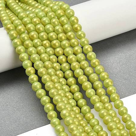 Spray Painted Glass Round Bead Strands DGLA-Q015-8mm-34-1