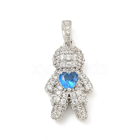 Rack Plating Brass Clear Cubic Zirconia Pendants KK-P277-38P-02-1