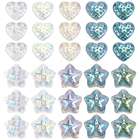 120Pcs 10 Styles Electroplate Transparent Glass Beads Sets EGLA-SP0001-25-1