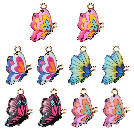 10Pcs 5 Colors Printed Alloy Pendants FIND-YW0001-95-1