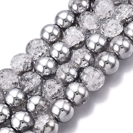 Electroplated Crackle Glass Beads Strands EGLA-N014-10mm-03-1