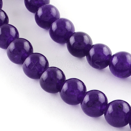 Dyed Natural Jade Round Bead Strands G-Q937-22-1