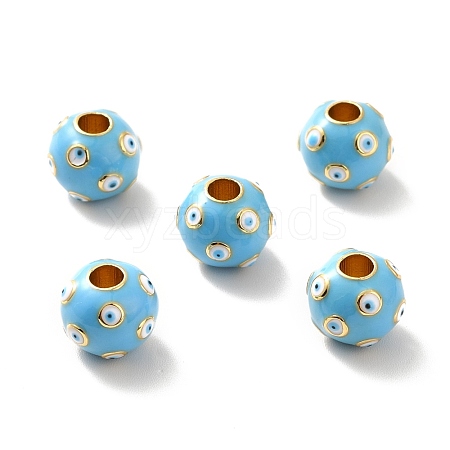 Rack Plating Brass Enamel Beads KK-M230-28G-1