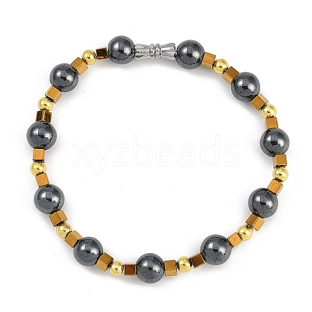 Synthetic Non-magnetic Hematite Beaded Stretch Bracelets for Women Men BJEW-F480-02A-1