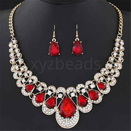 Alloy Rhinestone Pendant Necklaces & Earrings Sets for Women WGE8301-04-1