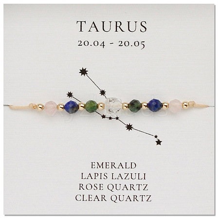 Natural stone constellation bracelet with 12 zodiac signs NR2952-3-1