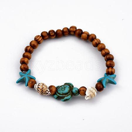 Round Wood Stretch Bracelets BJEW-JB03769-1