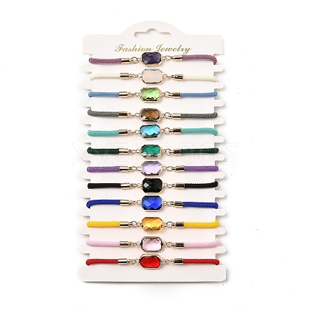 12Pcs 12 Colors Polyester Bracelets BJEW-P340-13A-G-1