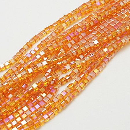 Electroplate Glass Beads Strands EGLA-D018-6x6mm-52-1