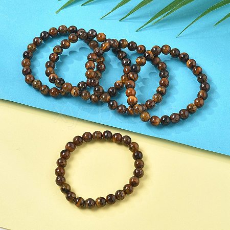 Natural Tiger Eye Bead Stretch Bracelets BJEW-K212-B-028-1