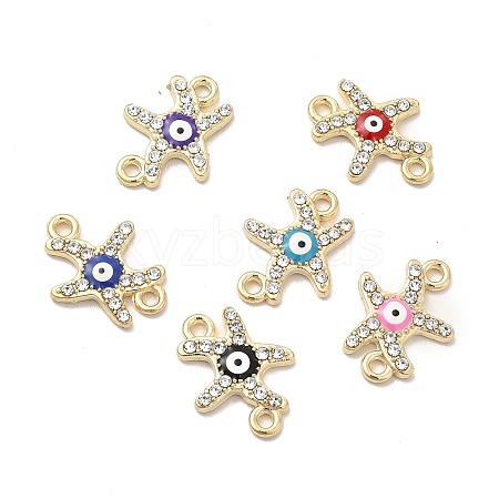 Evil Eye Alloy Enamel Connector Charms PALLOY-I217-13G-1