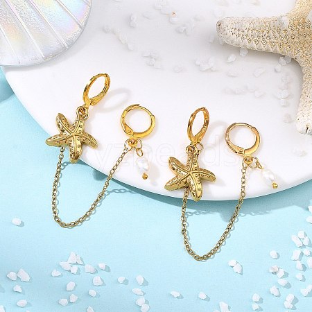 304 Stainless Steel Pendants & Natural Cultured Freshwater Pearl Leverback Earrings EJEW-JE07259-02-1