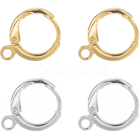 BENECREAT 32Pcs 2 Color Brass Huggie Hoop Earring Findings KK-BC0007-88-1