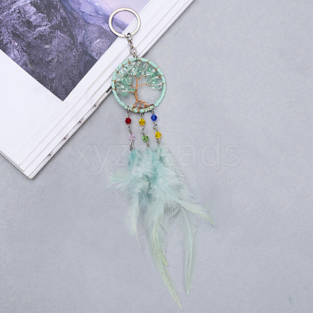 Natural Green Quartz Tree of Life Keychain TREE-PW0002-19B-1