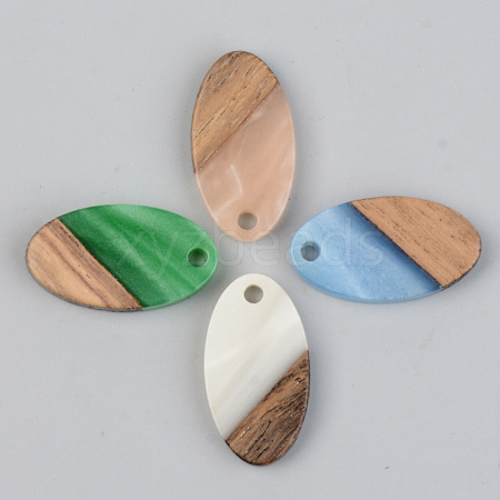 Opaque Resin & Walnut Wood Pendants RESI-S389-041A-C-1